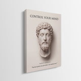 Marcus Aurelius Control Your Mind canvas wall art gallery-wrapped edge side view