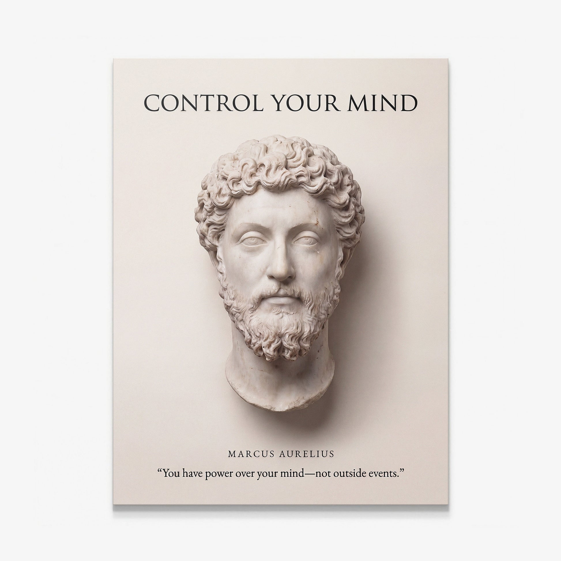 Marcus Aurelius Control Your Mind Stoic marble bust quote canvas wall art