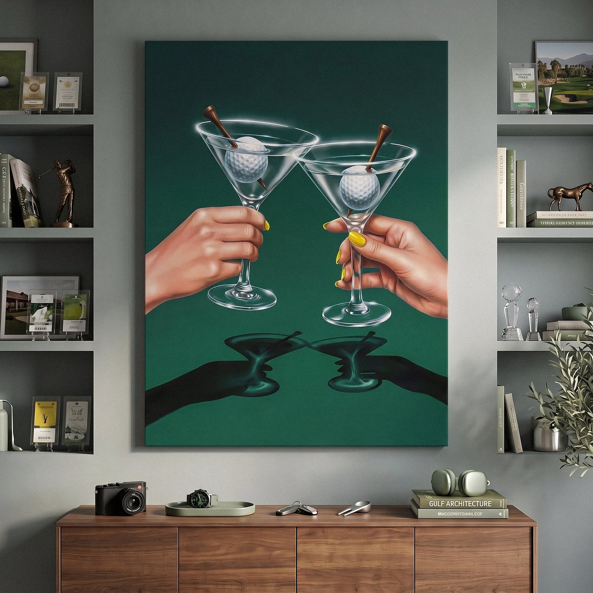 Martini Golf wall art canvas in a modern room