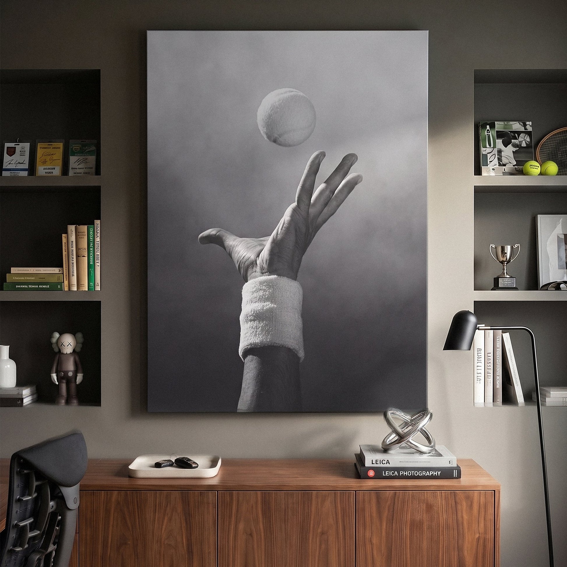 Match Point tennis wall art canvas hanging in a modern room