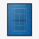 Melbourne Center Court tennis canvas with black frame