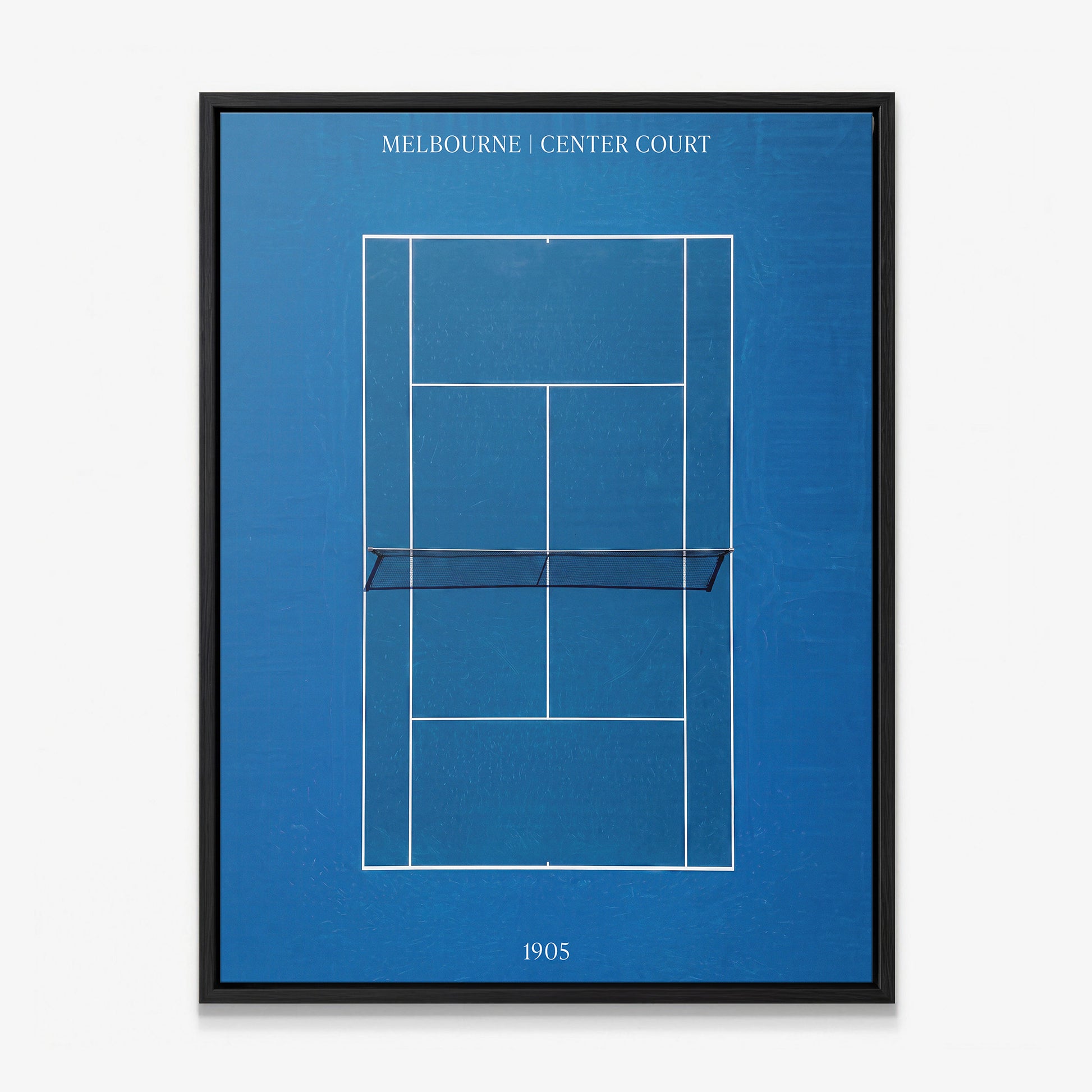 Melbourne Center Court tennis canvas with black frame