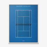 Melbourne Center Court tennis canvas with white frame