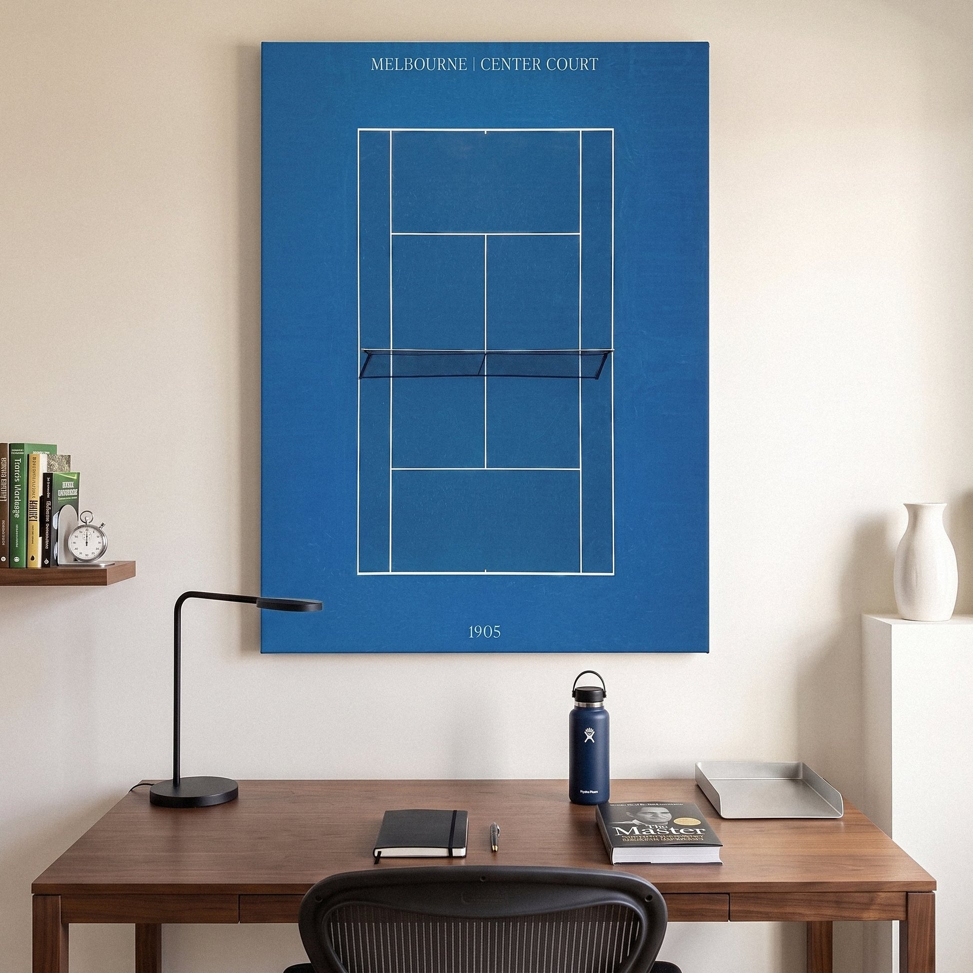 Melbourne Center Court tennis wall art canvas in a modern room