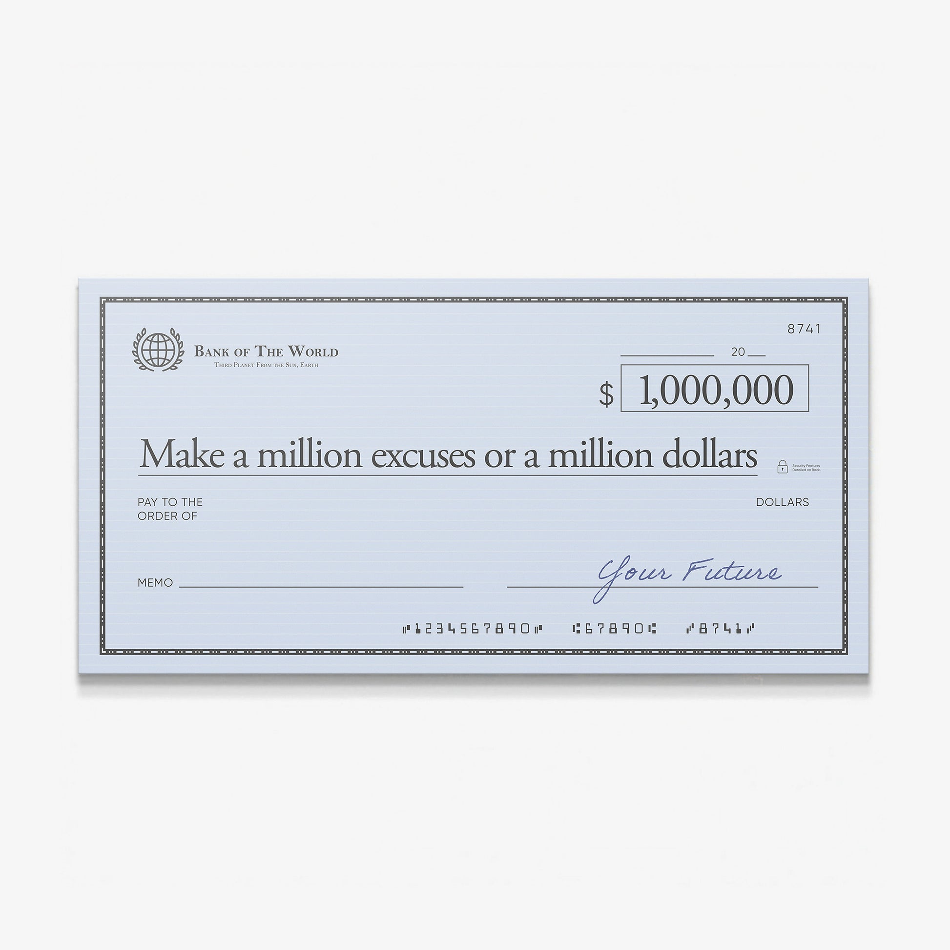 Million Excuses Dollar Edition million dollar check canvas wall art print