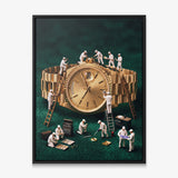 Mining For Gold gold watch canvas in a black floating frame