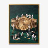 Mining For Gold gold watch canvas in a gold floating frame