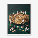 Mining For Gold gold watch canvas in a white floating frame