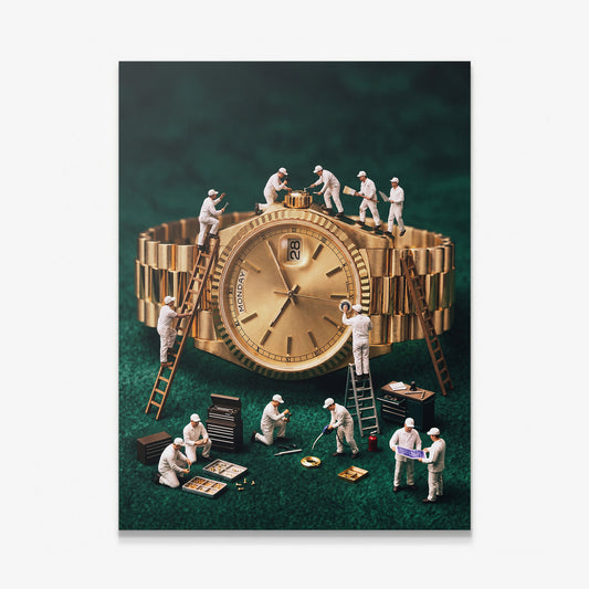 Mining For Gold giant gold watch canvas print