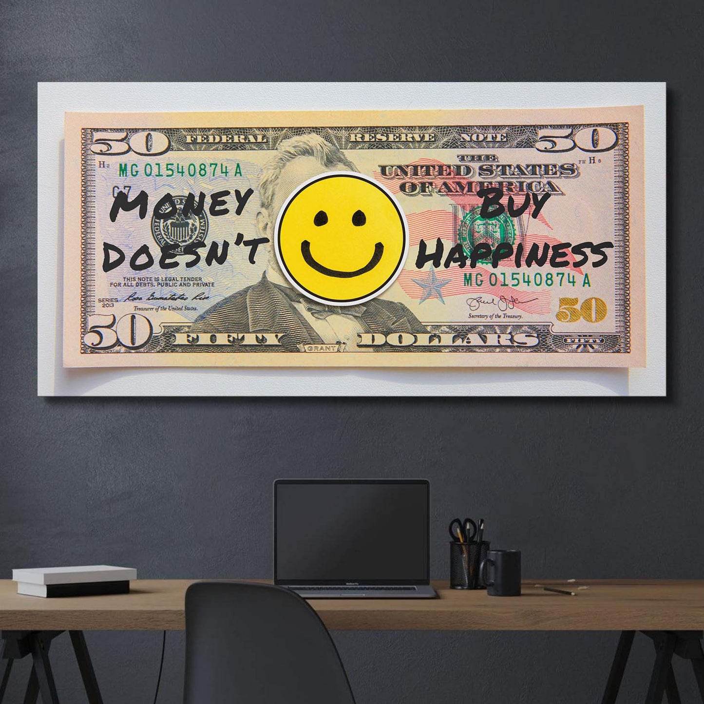 Money Doesn't Buy Happiness (Dollar Edition) canvas art