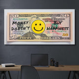 Money Doesn't Buy Happiness (Dollar Edition) canvas wall art