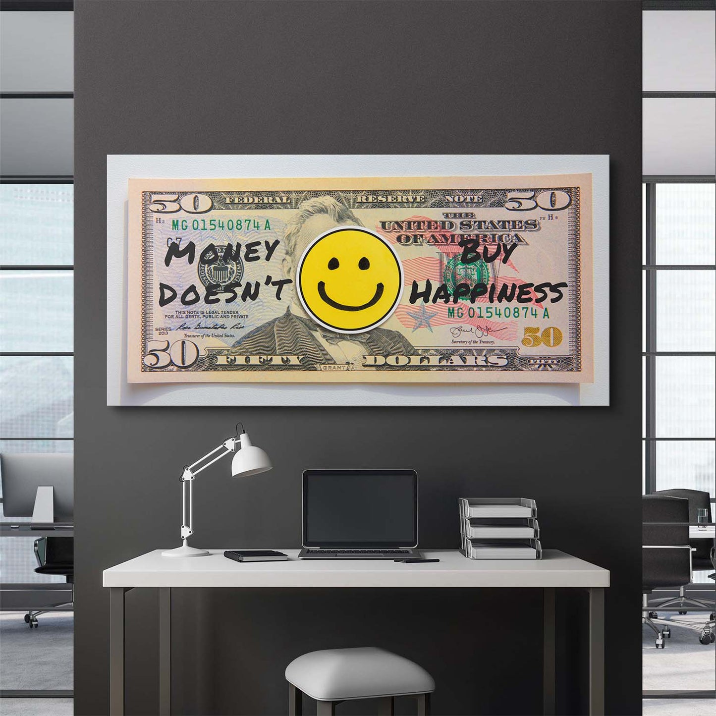 Money Doesn't Buy Happiness (Dollar Edition) canvas art