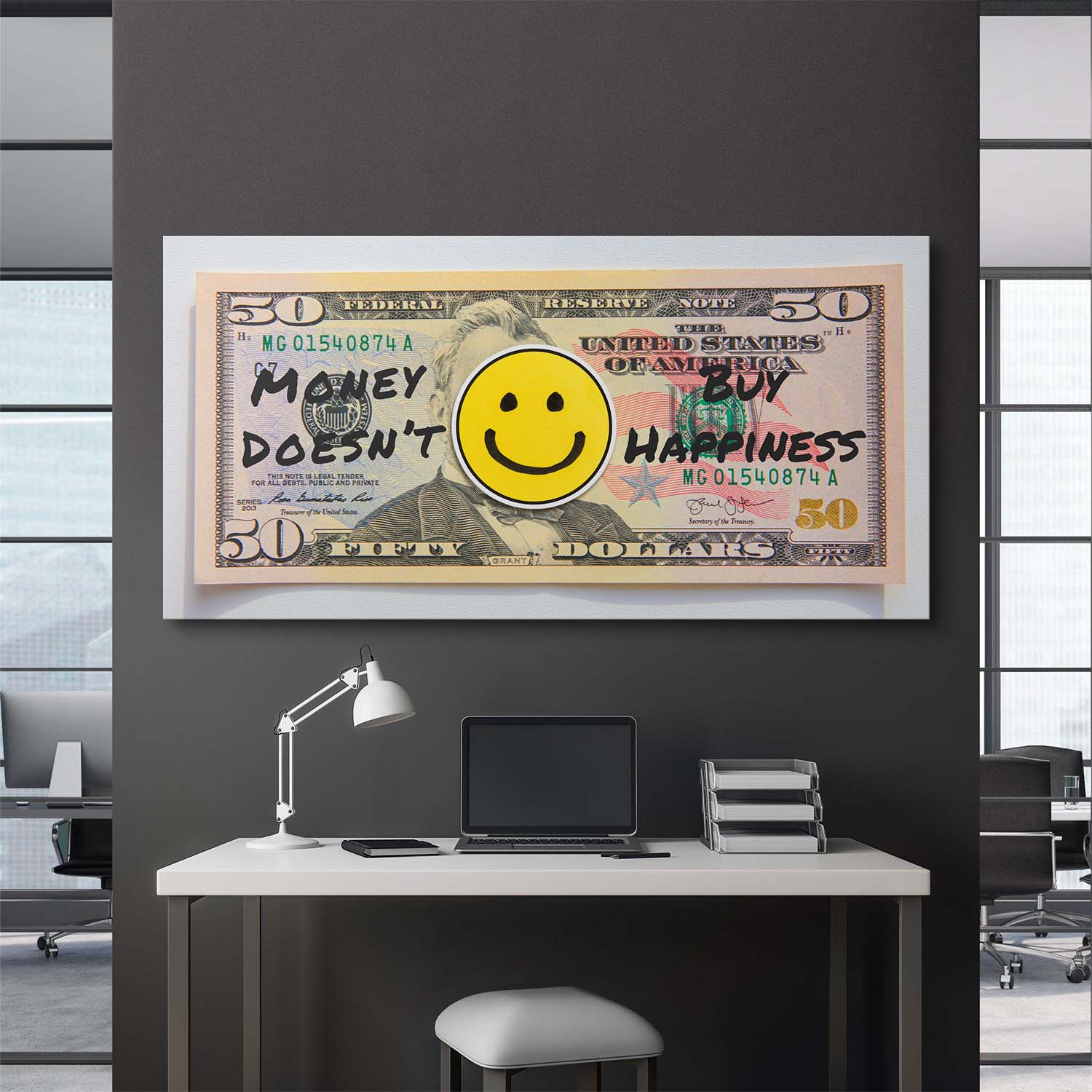 Money Doesn't Buy Happiness (Dollar Edition) canvas art