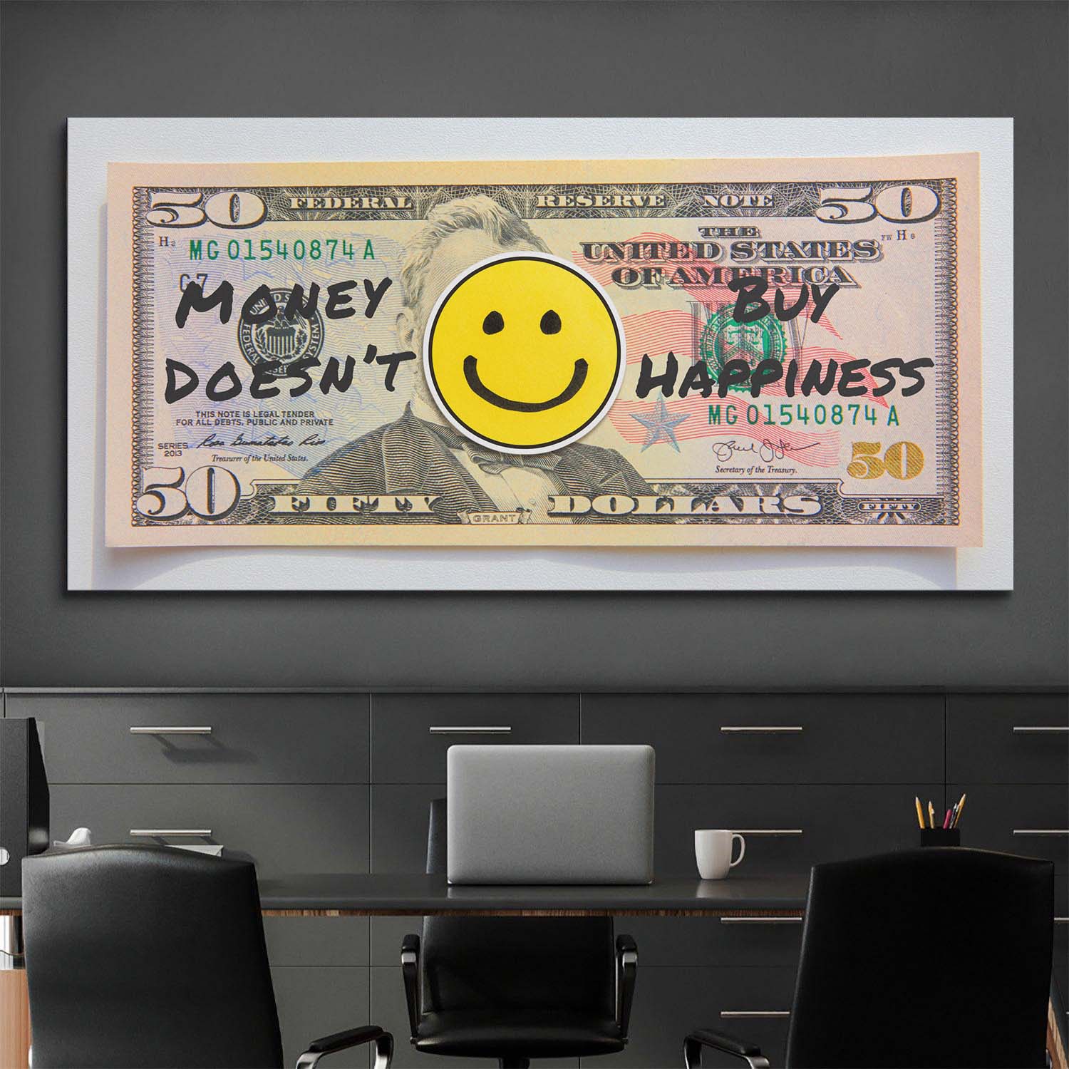 Money Doesn't Buy Happiness (Dollar Edition) canvas art