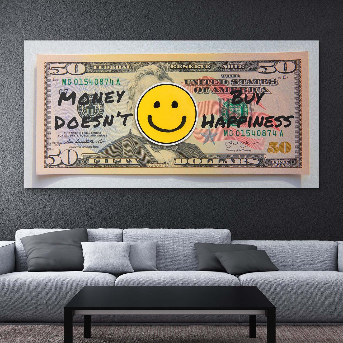 Money Doesn't Buy Happiness (Dollar Edition) canvas art