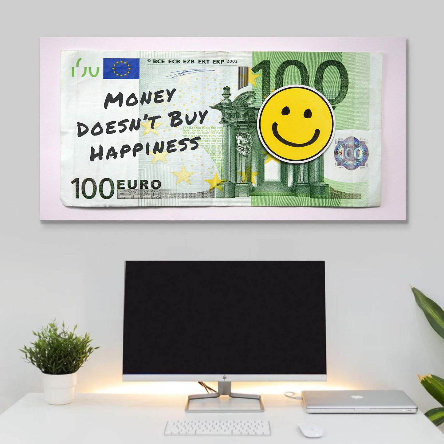 Money Doesn't Buy Happiness (Euro Edition) canvas art