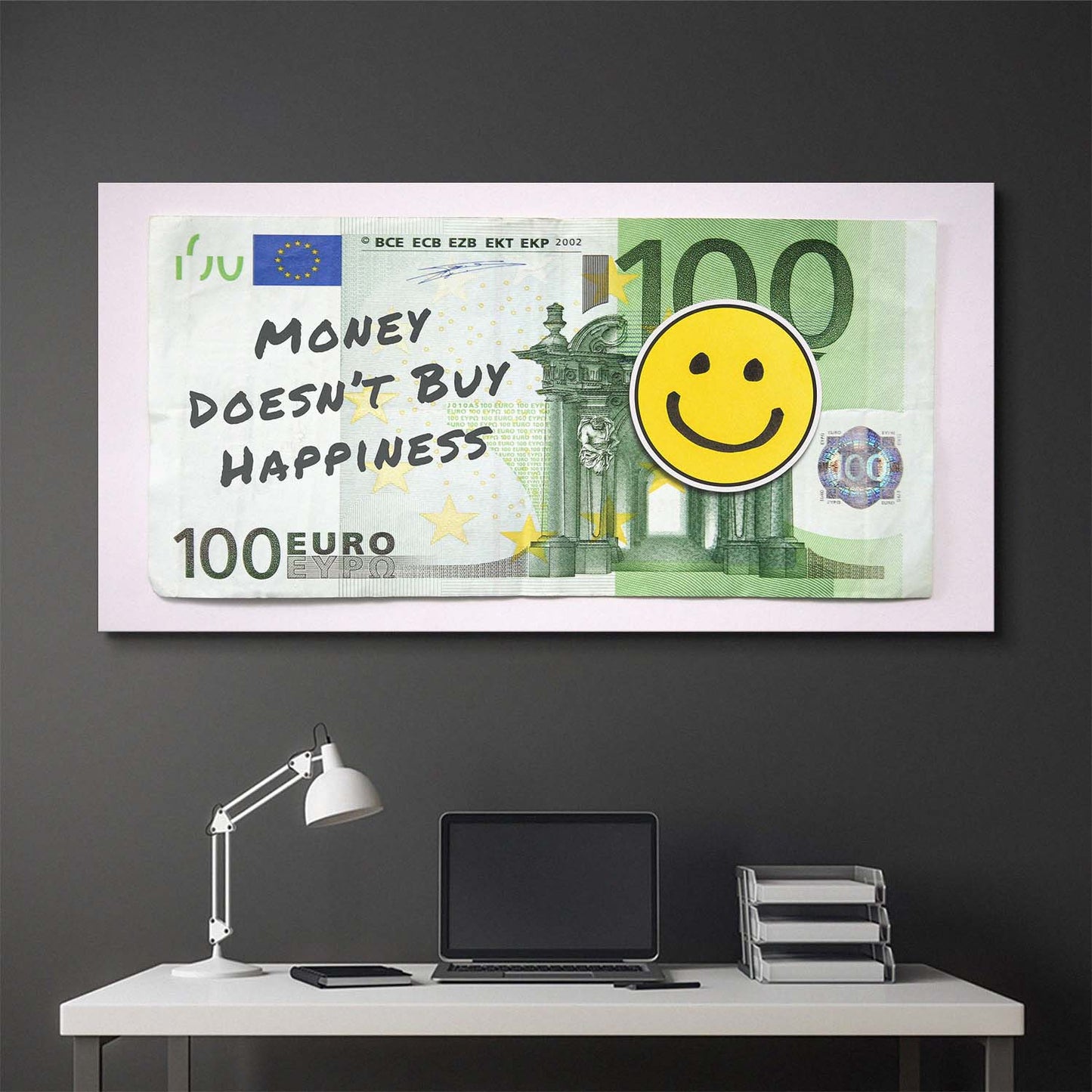 Money Doesn't Buy Happiness (Euro Edition) canvas art