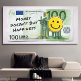 Money Doesn't Buy Happiness (Euro Edition) canvas wall art