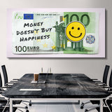 Money Doesn't Buy Happiness (Euro Edition) canvas wall art