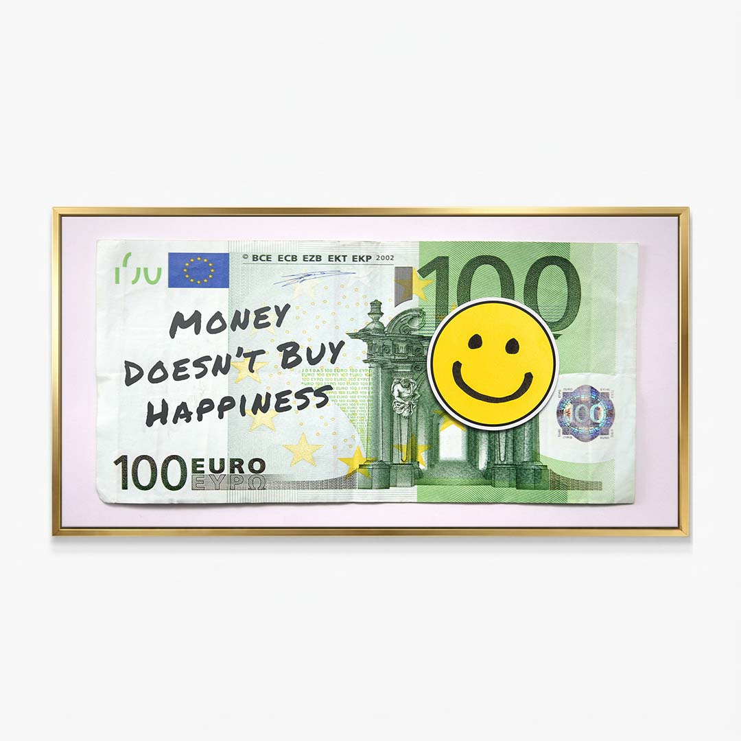 Money Doesn't Buy Happiness (Euro Edition) canvas wall art