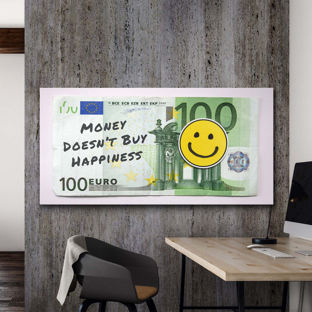 Money Doesn't Buy Happiness (Euro Edition) canvas wall art