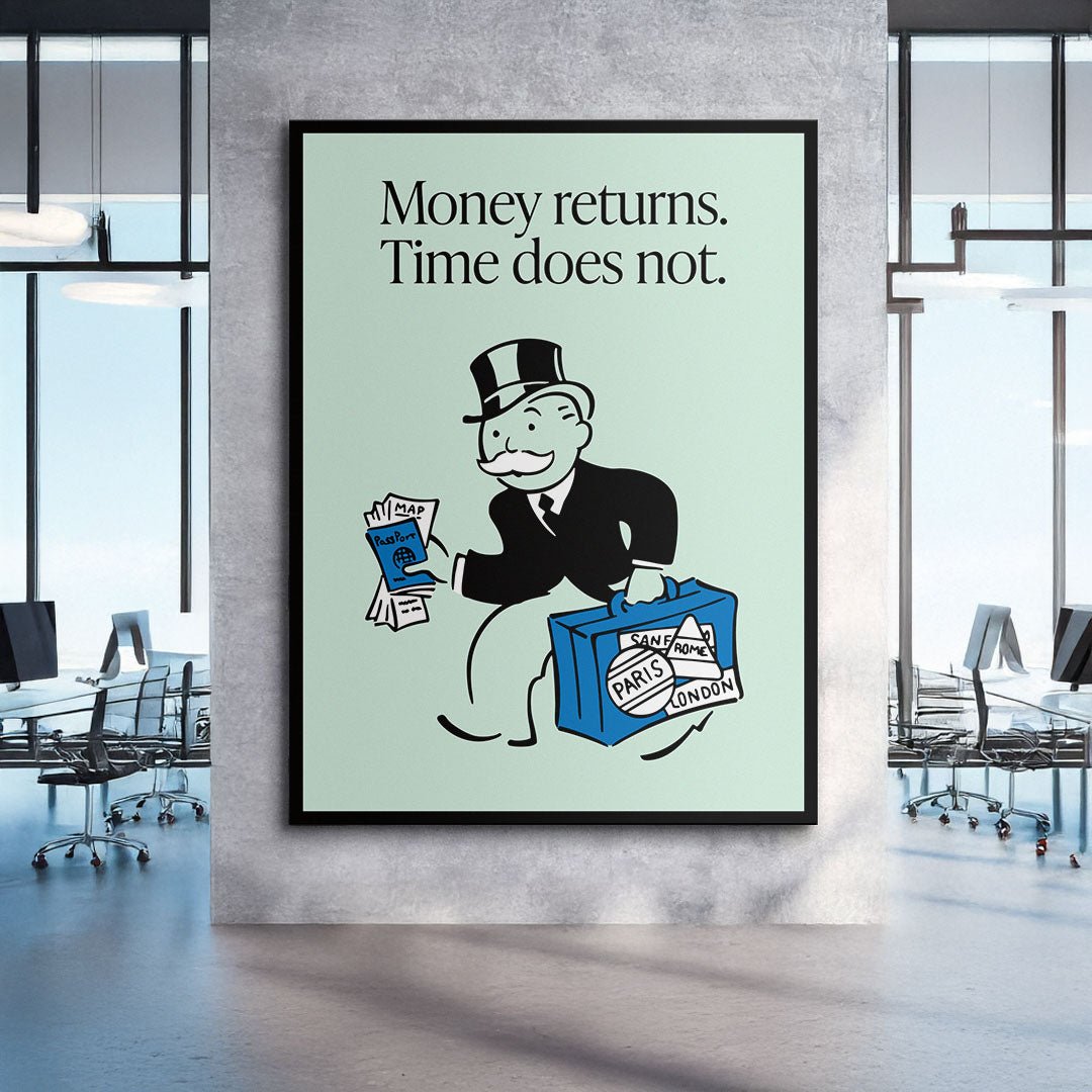 Money Returns motivational canvas wall art
