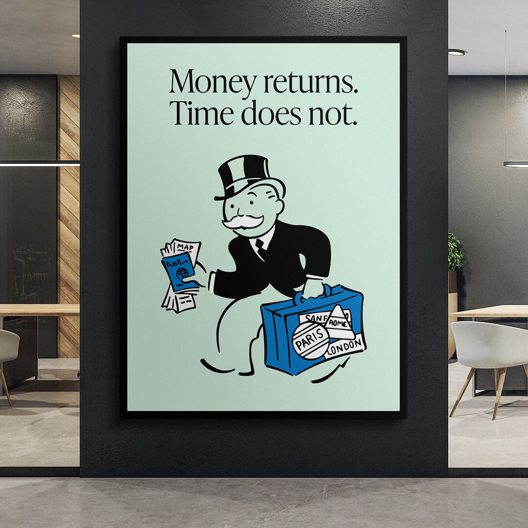Money Returns motivational canvas wall art