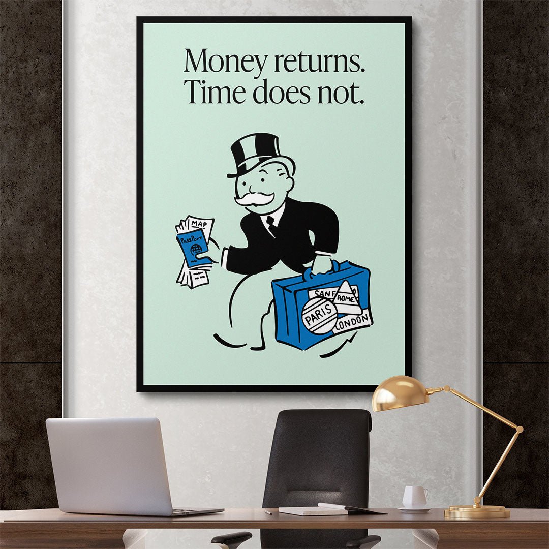 Money Returns motivational canvas wall art