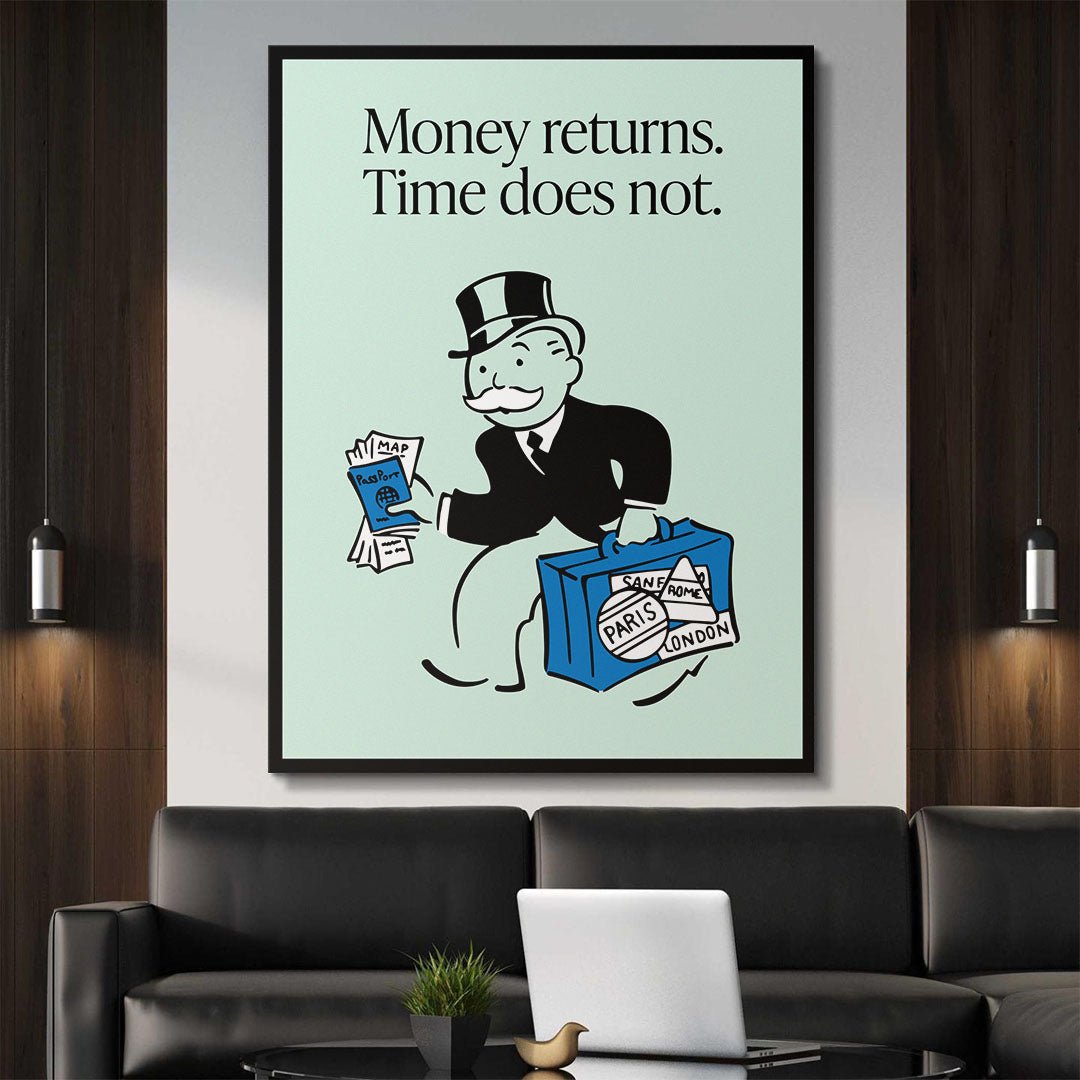 Money Returns motivational canvas wall art