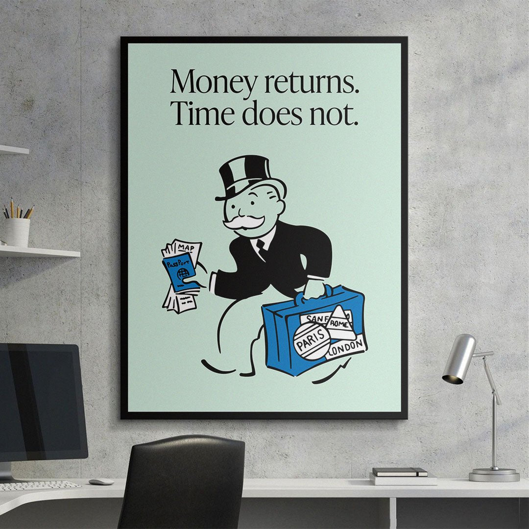 Money Returns motivational canvas wall art