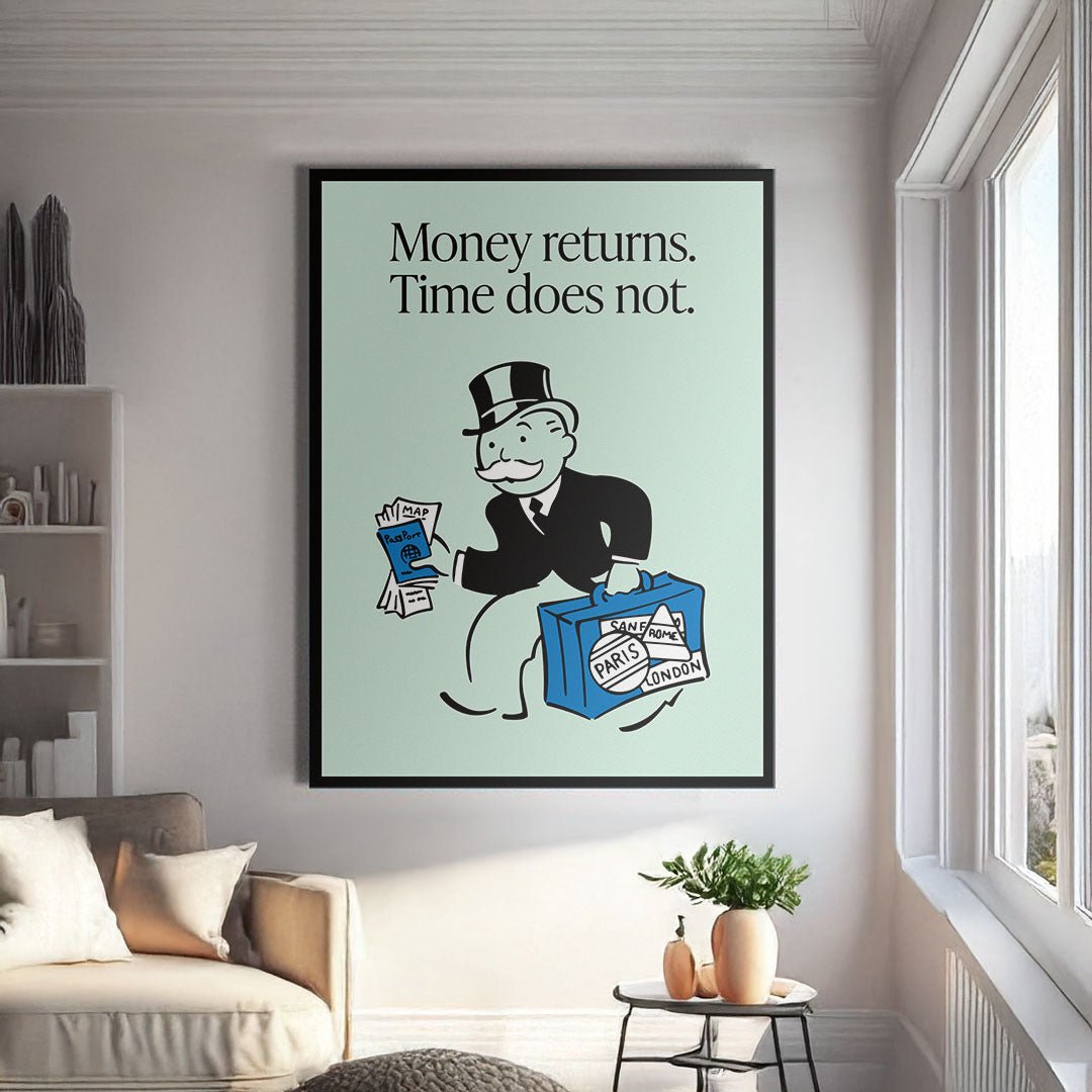 Money Returns motivational canvas wall art