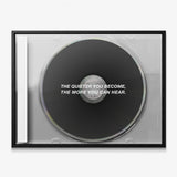 More You Can Hear black CD canvas in a black floating frame
