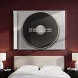 More You Can Hear black CD canvas hanging on the wall of a modern home office
