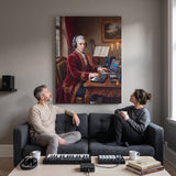 Mozart Remastered canvas in a living room with two people
