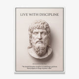 Musonius Rufus Live With Discipline Stoic canvas wall art in a white floating frame
