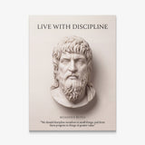 Musonius Rufus Live With Discipline Stoic marble bust quote canvas wall art