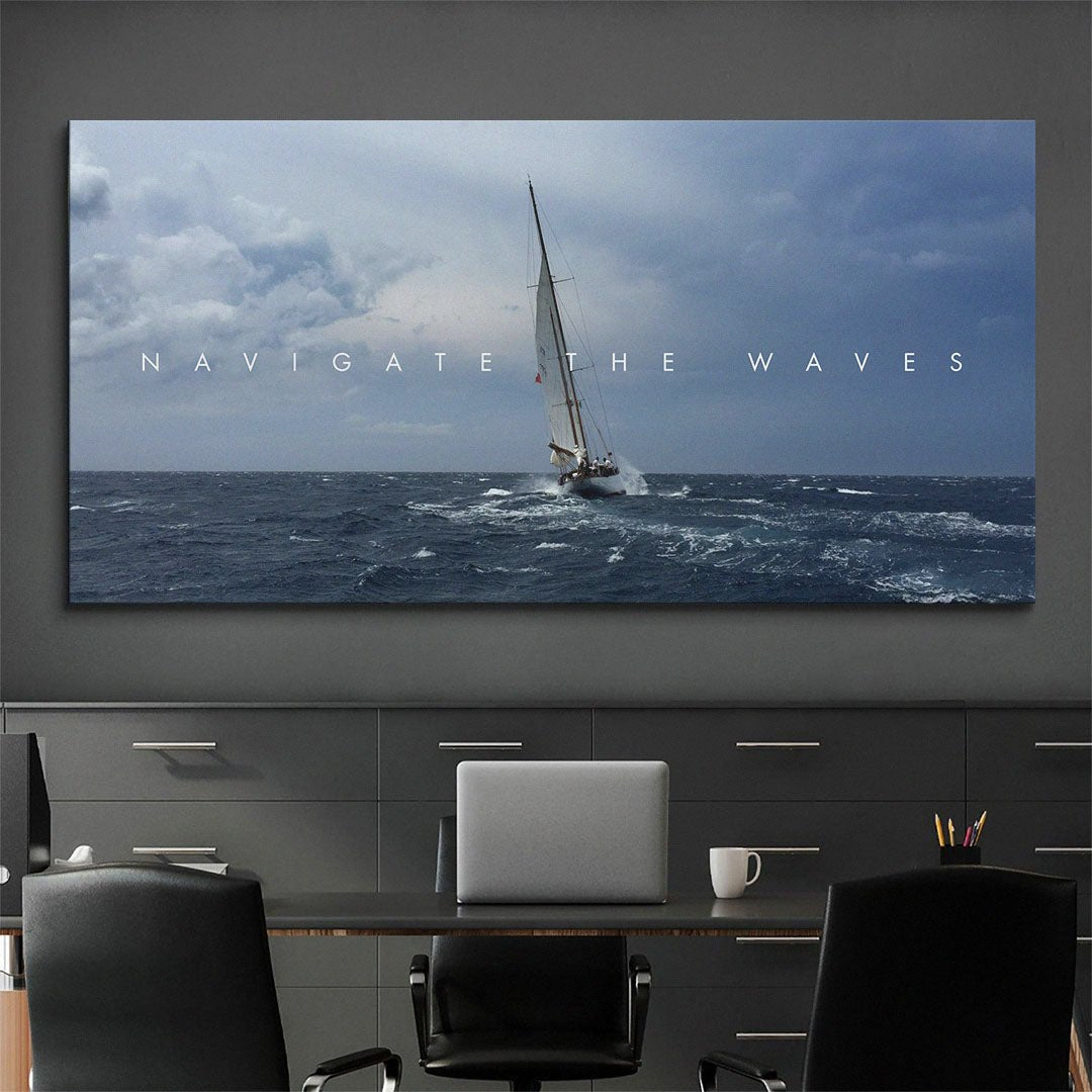 Navigate the Waves canvas art