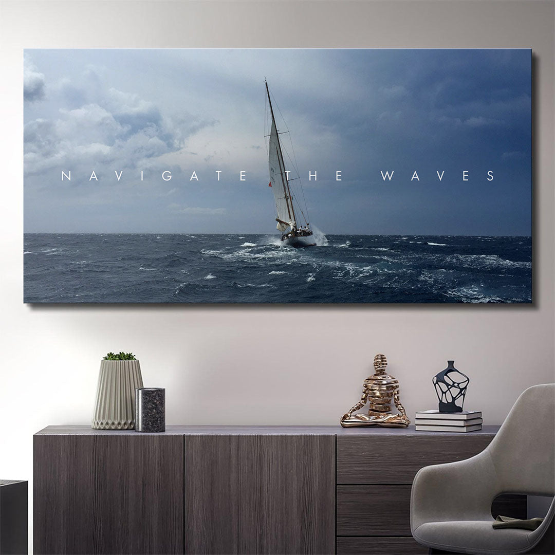 Navigate the Waves canvas art