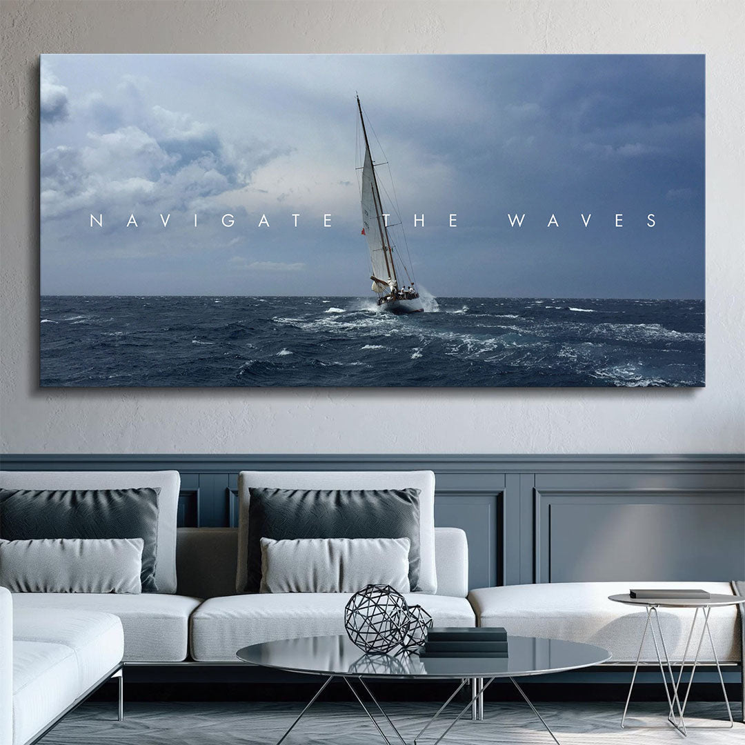Navigate the Waves canvas art