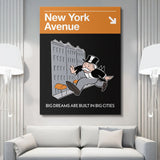New York Avenue Sign canvas wall art