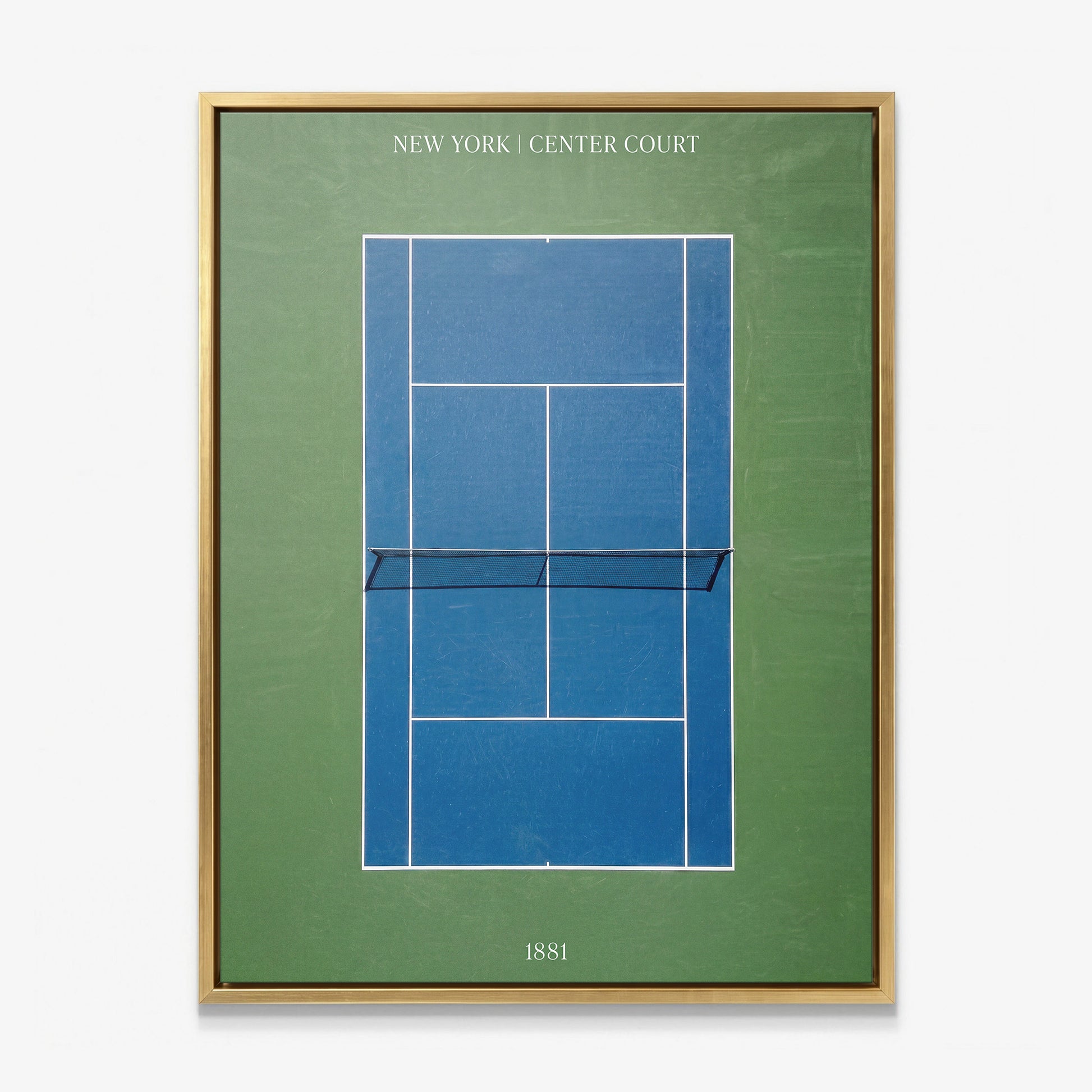 New York Center Court tennis canvas with gold frame