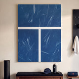 New York Court tennis wall art canvas above a console table in a bright modern hallway