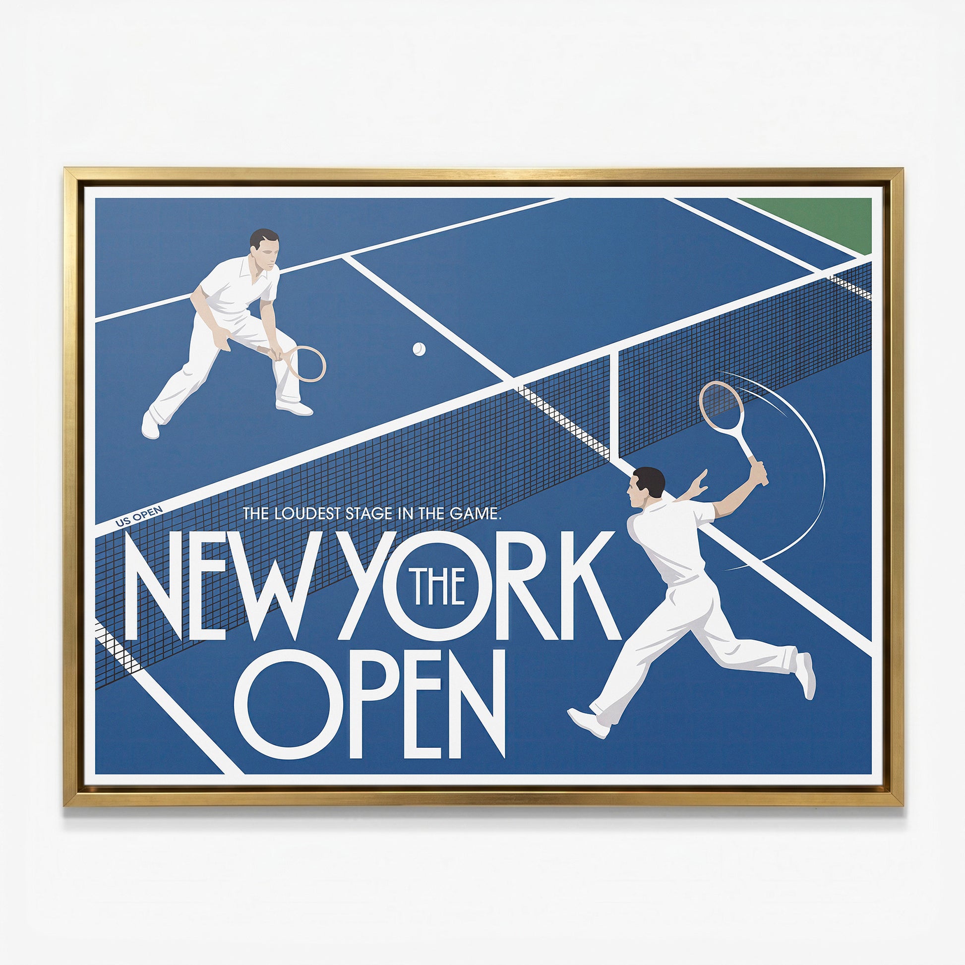 New York Open tennis canvas with gold frame