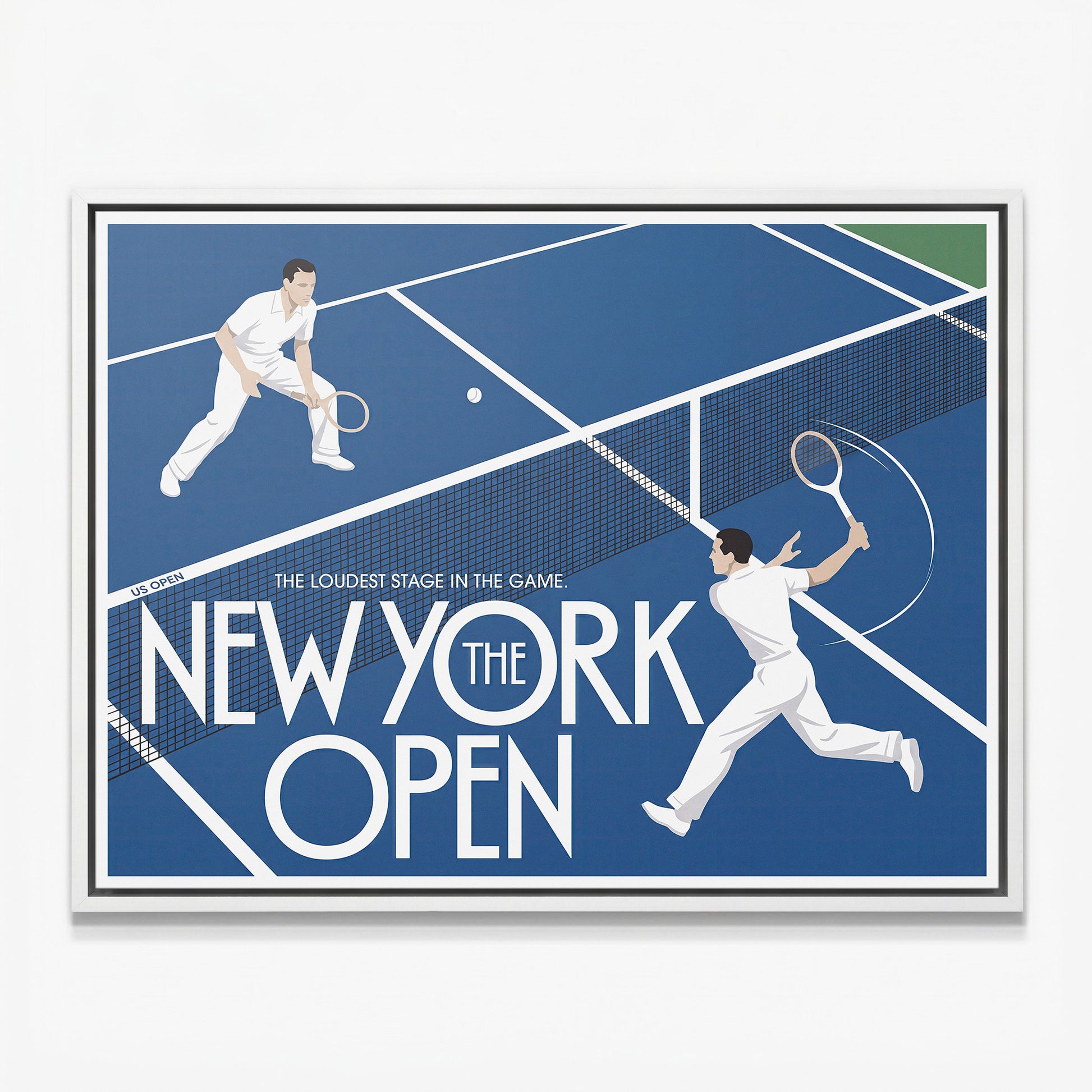 New York Open tennis canvas with white frame