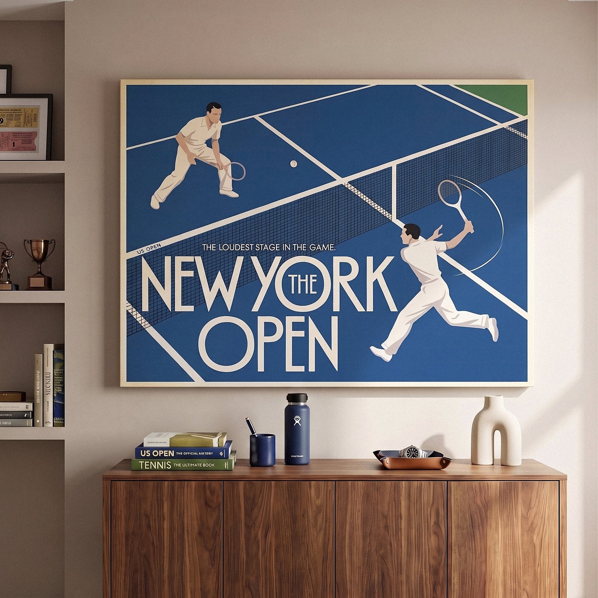 New York Open tennis wall art canvas in a modern room