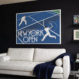 New York Open tennis canvas at an angle on a wall
