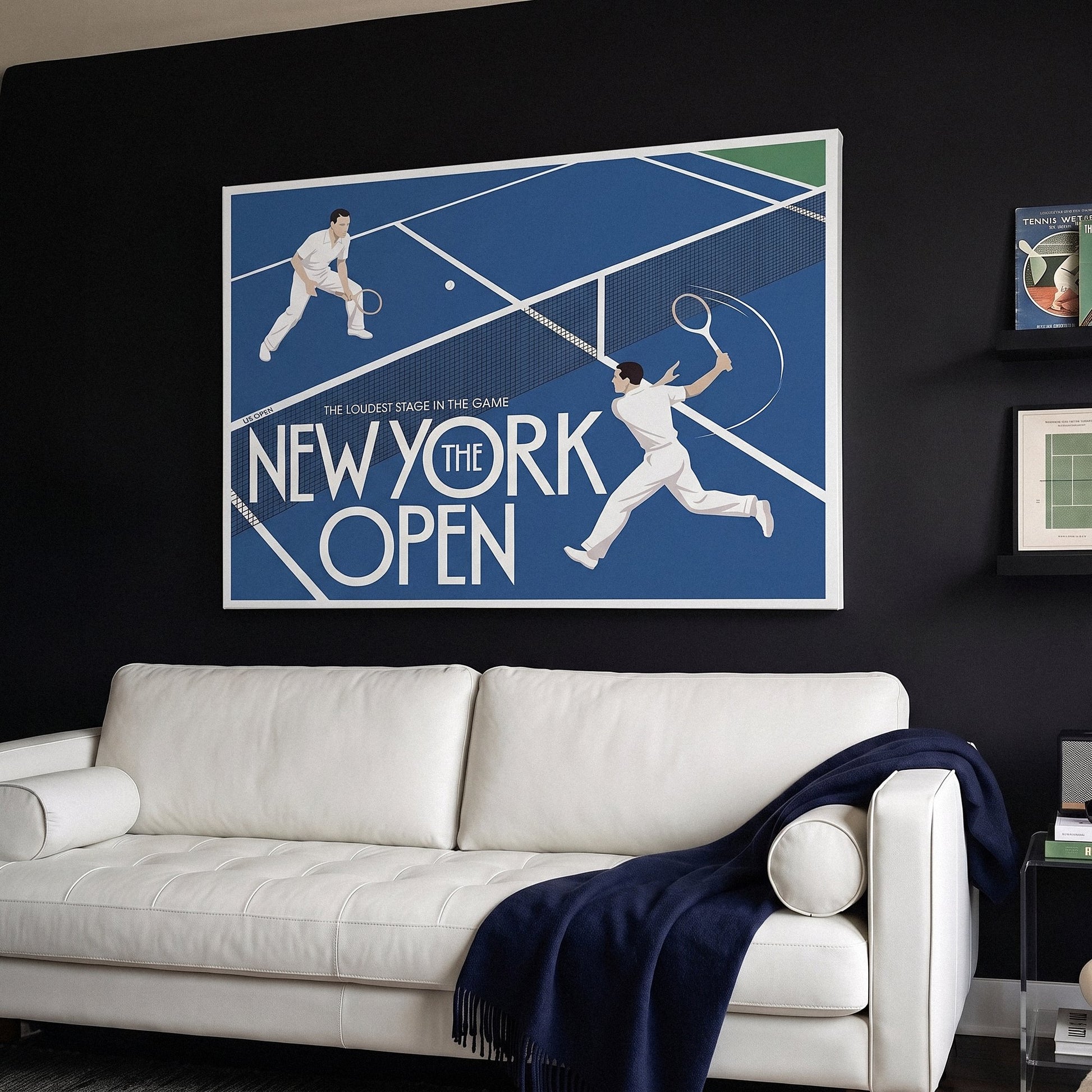 New York Open tennis canvas at an angle on a wall