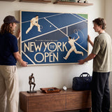 New York Open tennis canvas in a styled tennis den