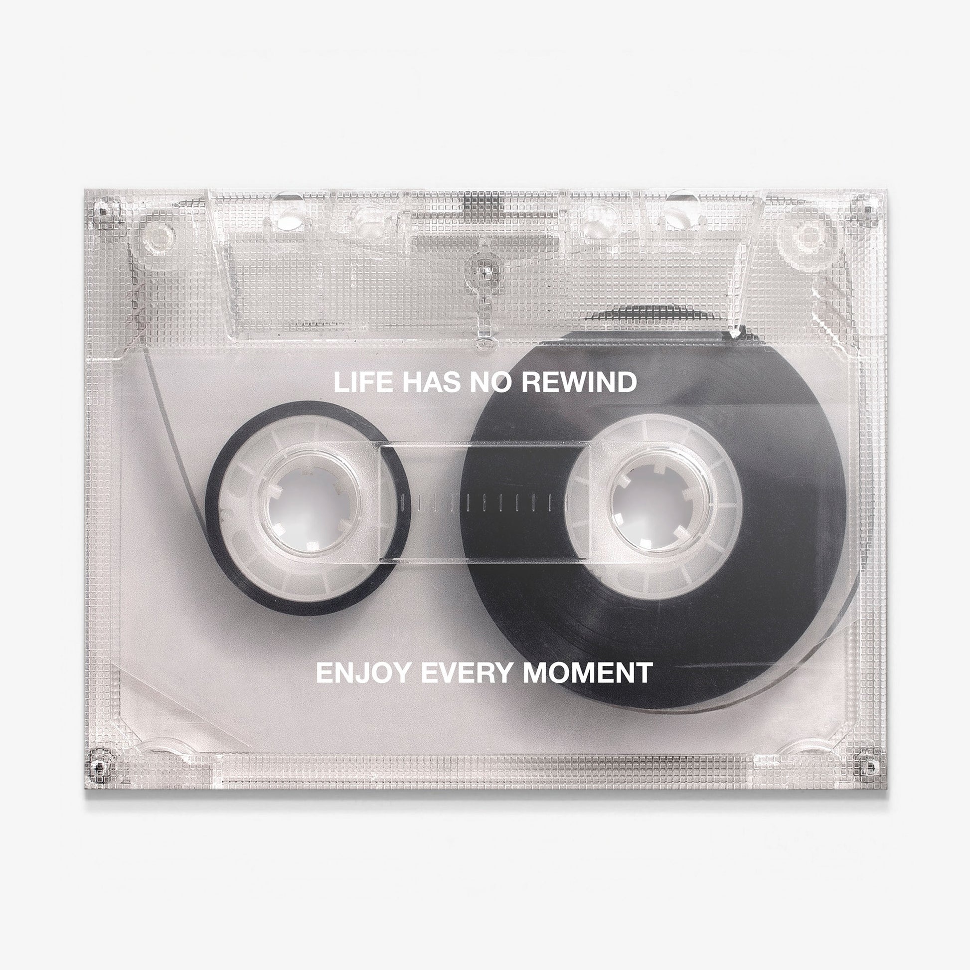 Life Has No Rewind cassette tape canvas print, gallery-wrapped and ready to hang