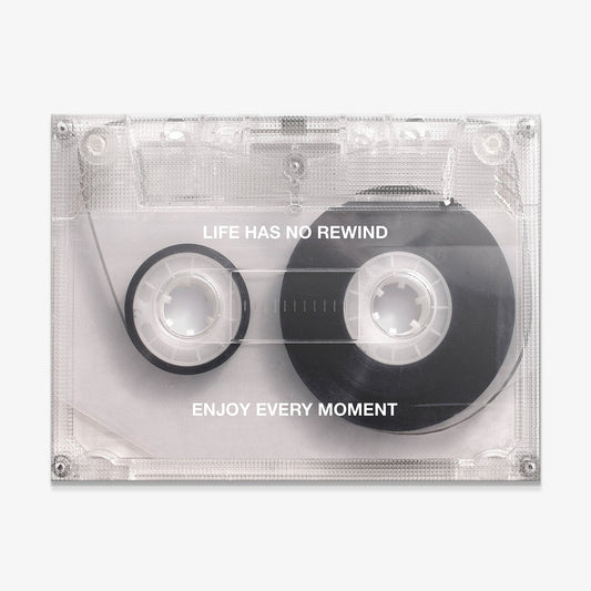 Life Has No Rewind cassette tape canvas print, gallery-wrapped and ready to hang